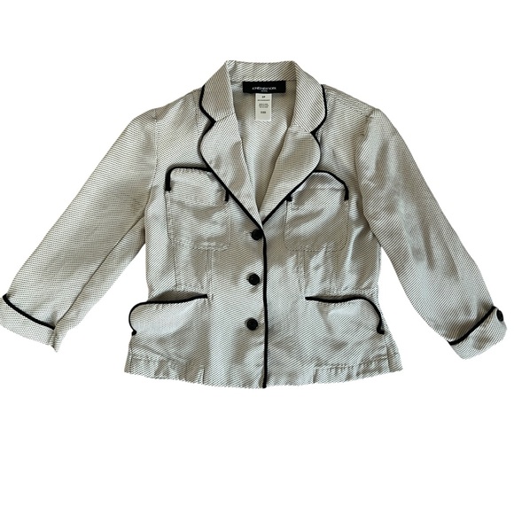 Jones New York Jackets & Blazers - Jones New York 100% Silk Polka Dot Cream Blazer with Black Trim
